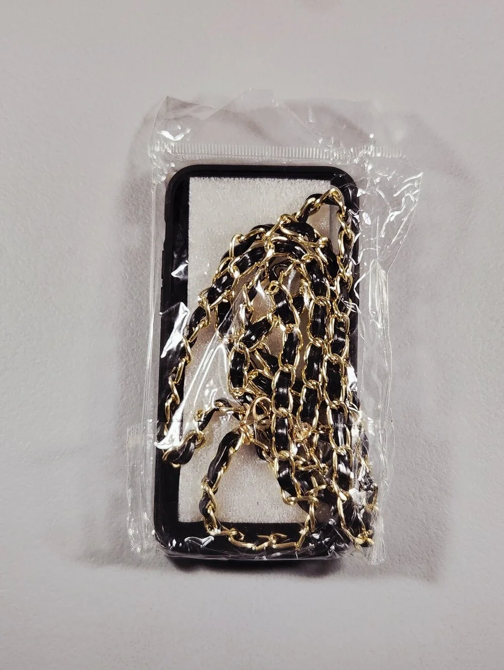 Black Quilted Leather iPhone 11 Pro Case Crossbody Wallet Chain Envelope Card
